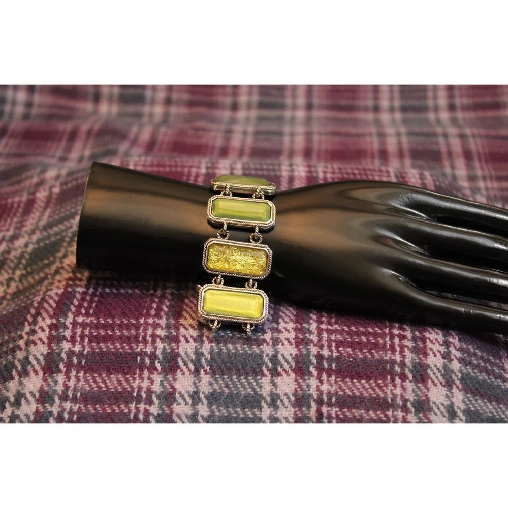 Lia Sophia Green Acrylic Silver-tone Bracelet